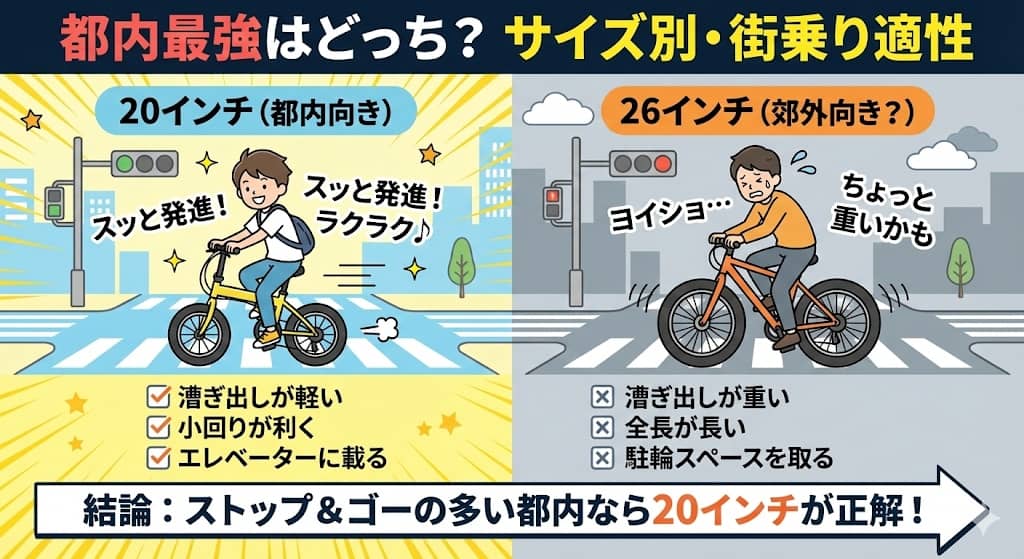 20インチ vs 26インチ 街乗り適性比較