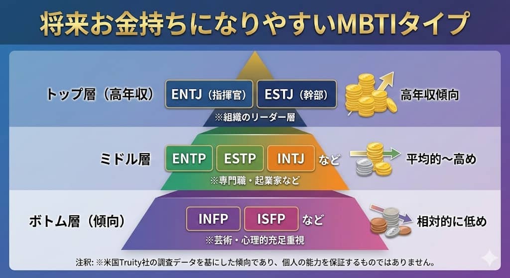MBTIタイプ別 平均年収イメージグラフ