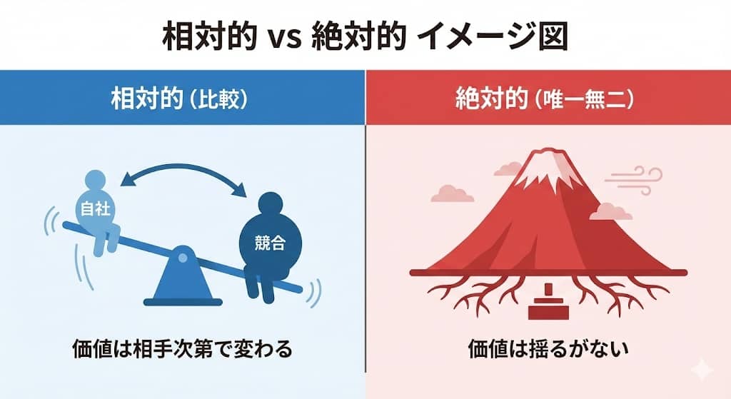 「相対的」と「絶対的」の概念図解
