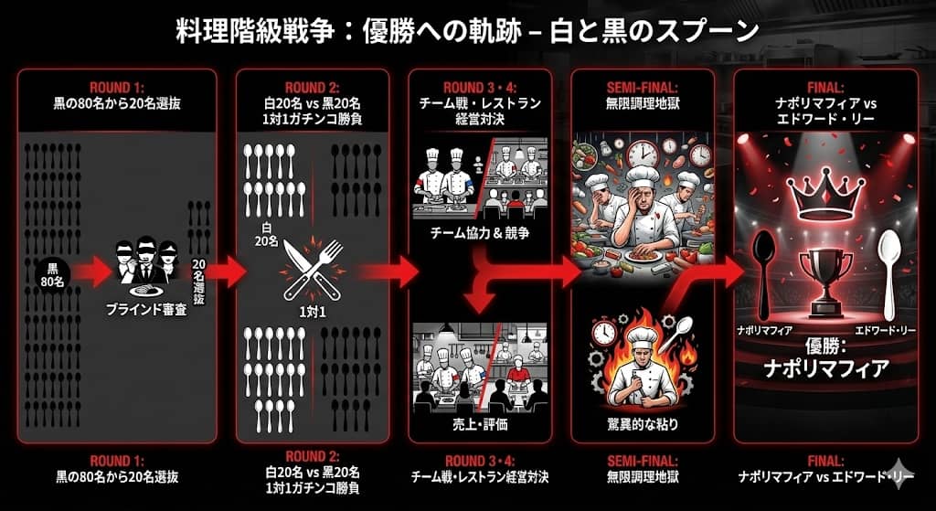 『白と黒のスプーン』勝敗フローチャート