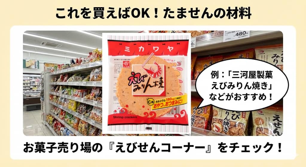 スーパーで買える「えびみりん焼き」のパッケージ例