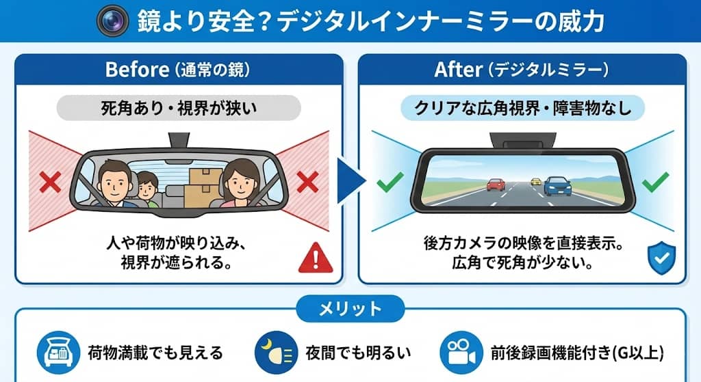 デジタルインナーミラーによる視界改善の仕組み