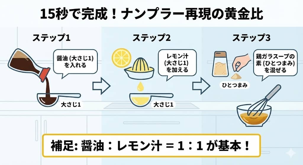 ナンプラー再現・黄金比の3ステップ構成図