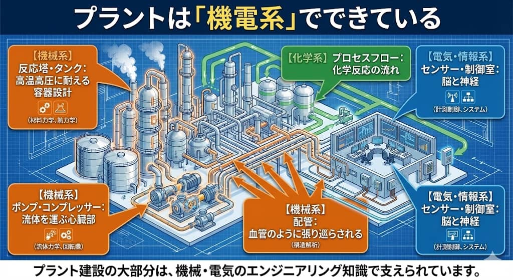プラント構成要素と専攻のマッピング