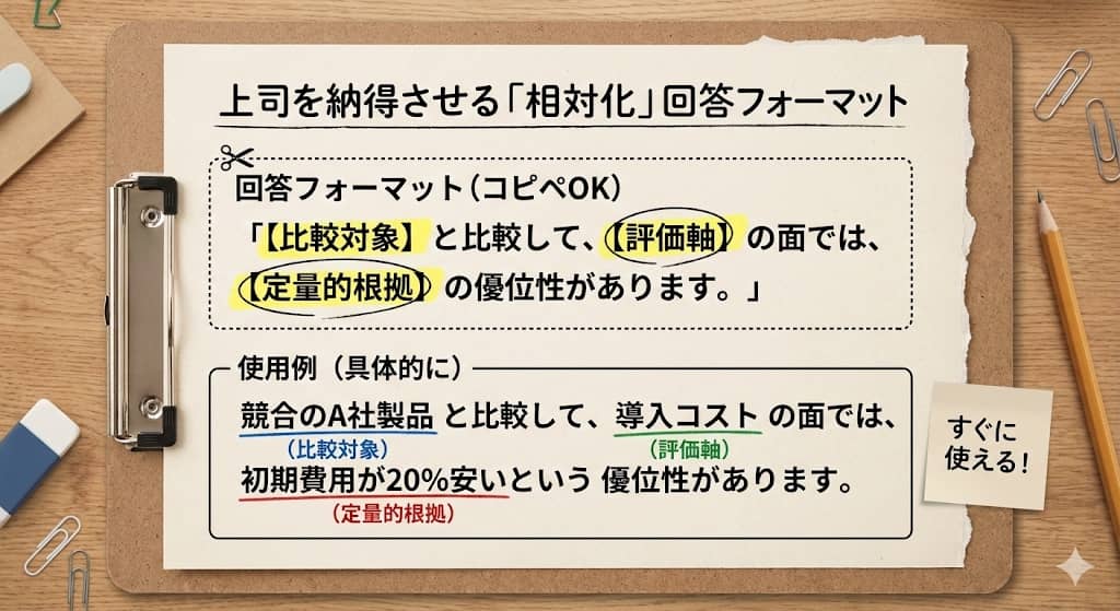 上司を納得させる「相対化」回答フォーマット