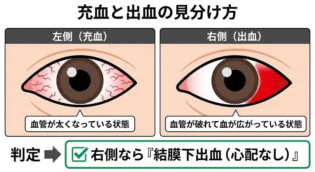 充血と出血の見分け方