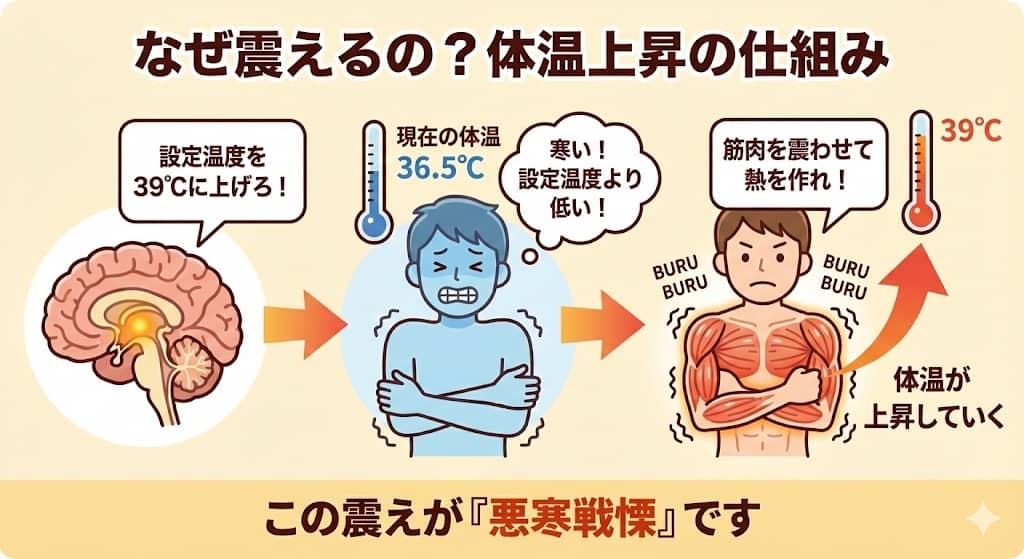 悪寒戦慄のメカニズム図解