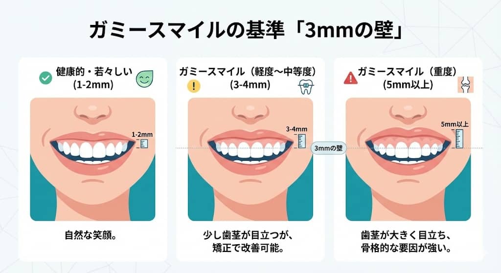 歯茎の露出量による印象の違い