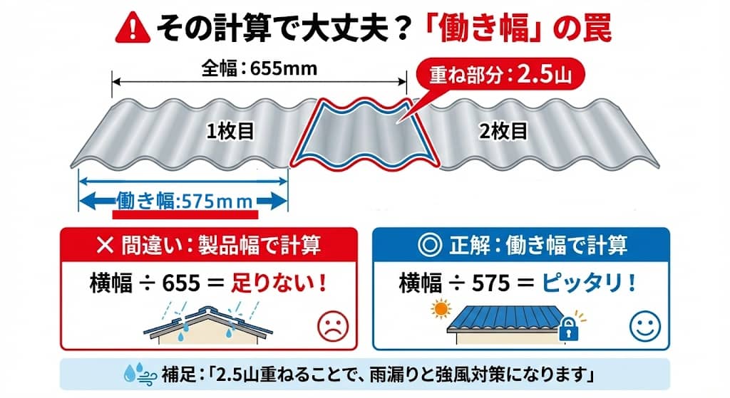 波板の「働き幅」と必要枚数計算の仕組み
