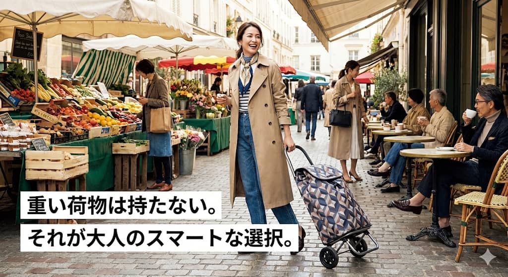 海外マルシェ風のスタイリッシュなカート利用イメージ