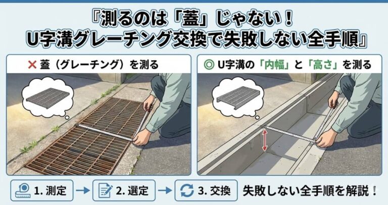 測るのは「蓋」じゃない！U字溝グレーチング交換で失敗しない全手順