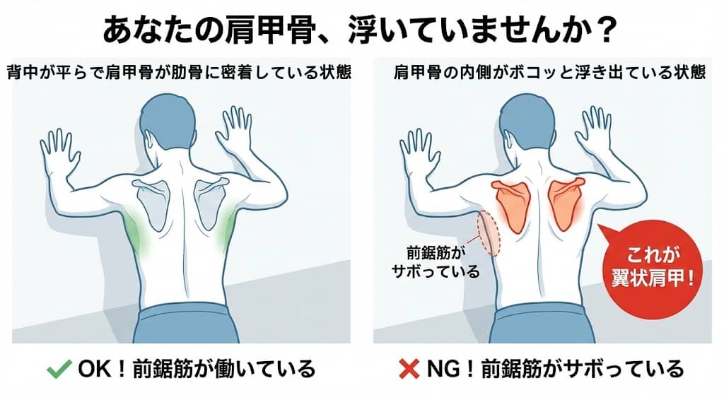 翼状肩甲のセルフチェック
