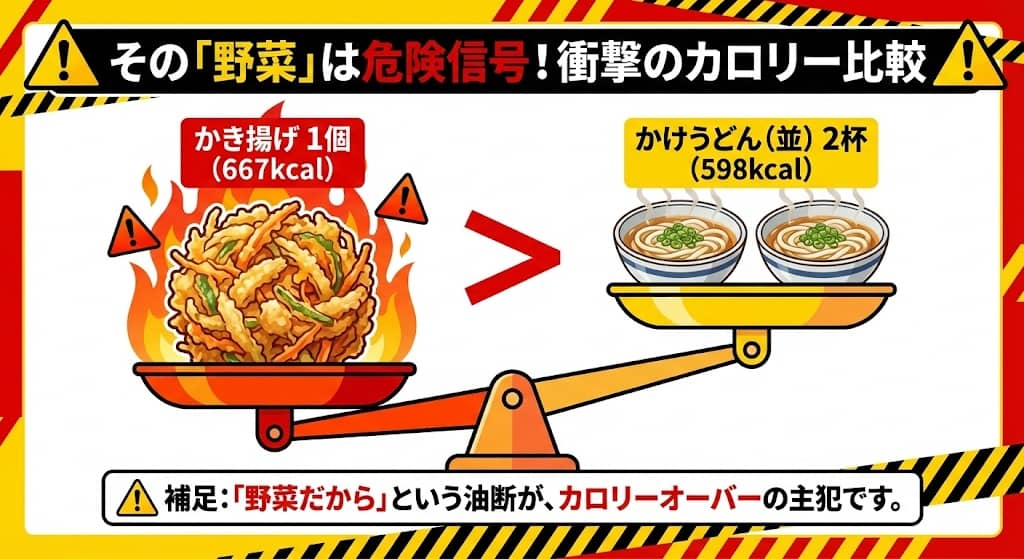 野菜かき揚げのカロリー比較図
