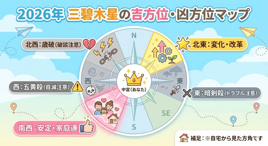 2026年三碧木星の方位盤マップ