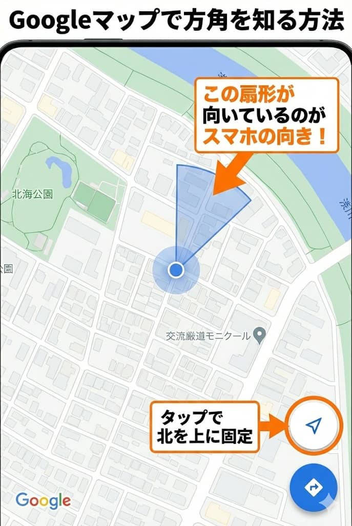 Googleマップで方角を知る方法