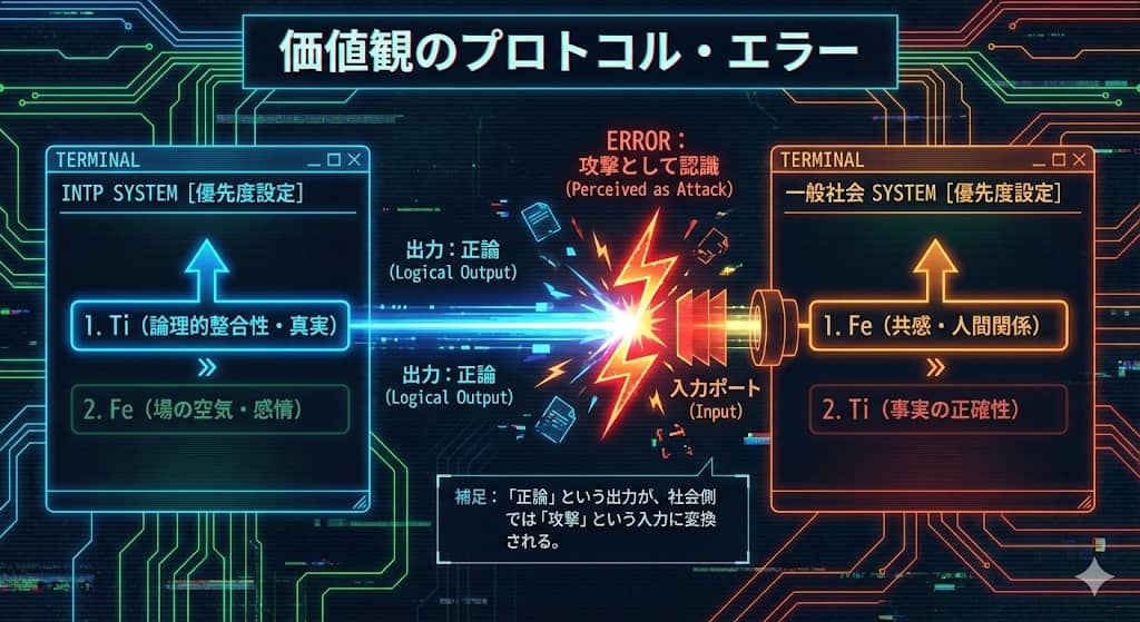 INTPと一般社会の優先順位比較図