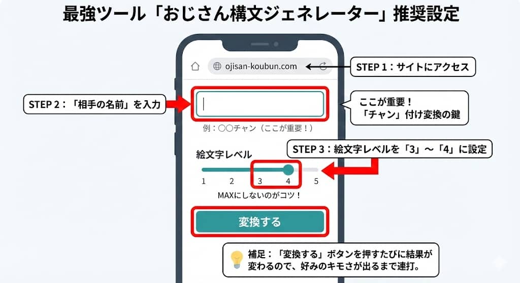 Web版ジェネレーターの推奨設定図解