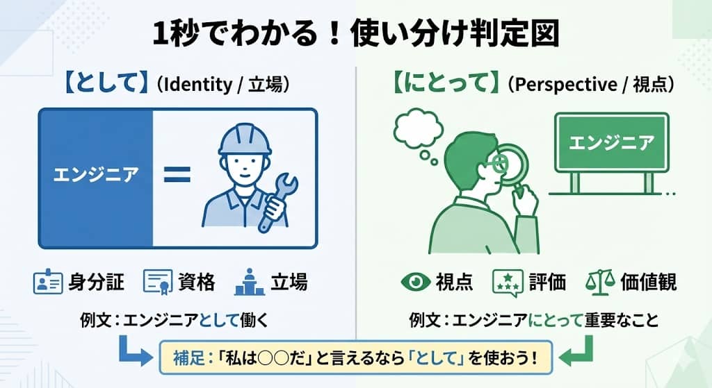 「として」と「にとって」の概念比較図