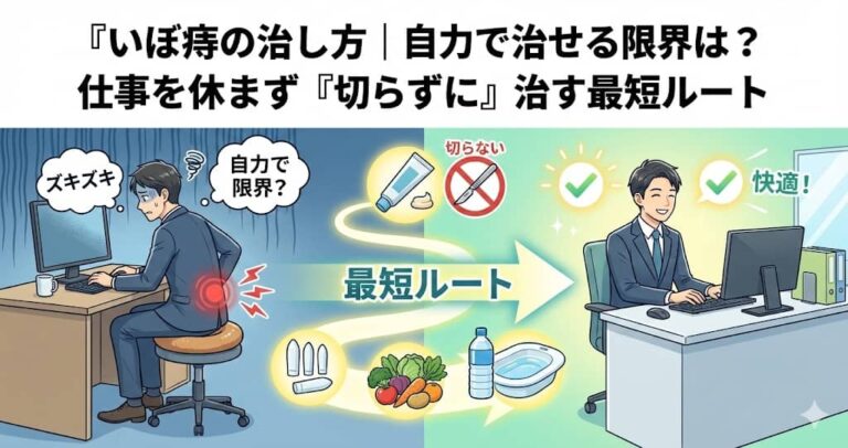 いぼ痔の治し方｜自力で治せる限界は？仕事を休まず『切らずに』治す最短ルート