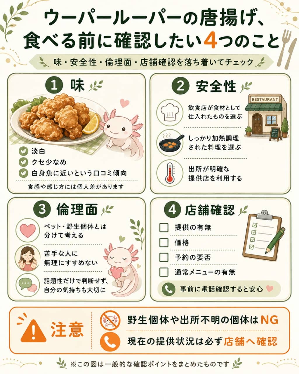 ウーパールーパーの唐揚げを食べる前の確認ガイド