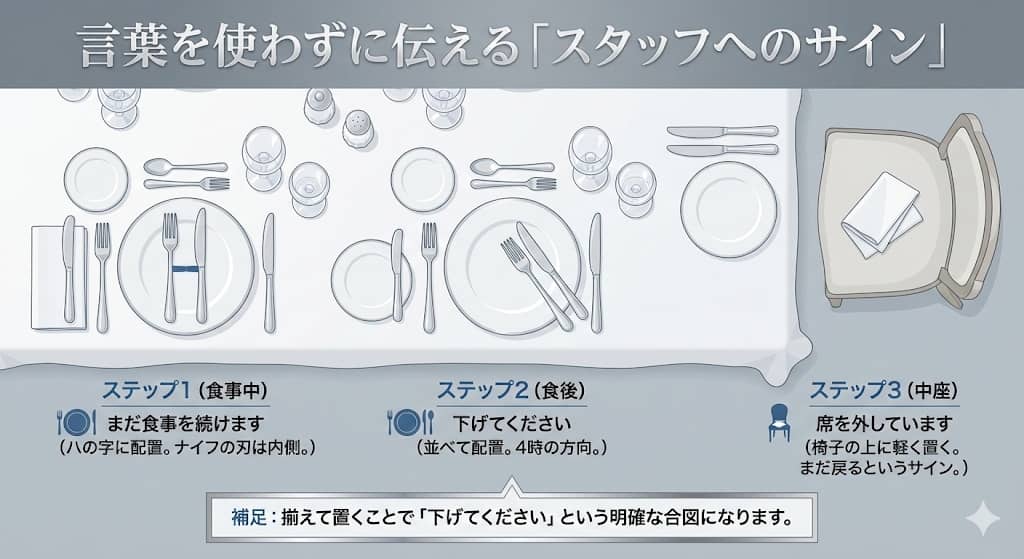 カトラリーの配置とスタッフへのメッセージ