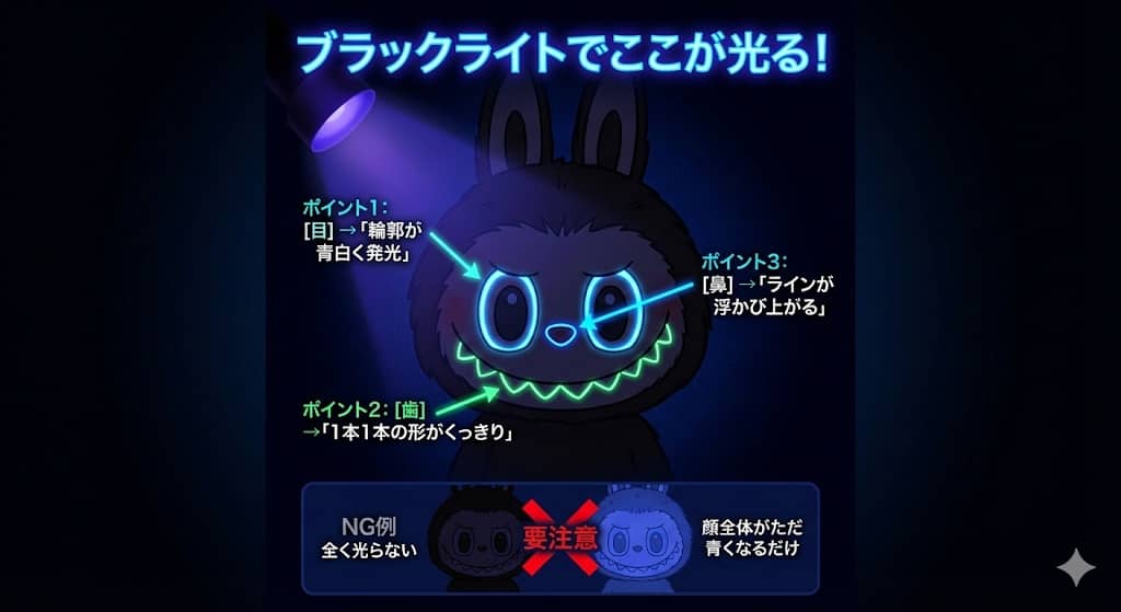 ラブブのブラックライト検証ポイント