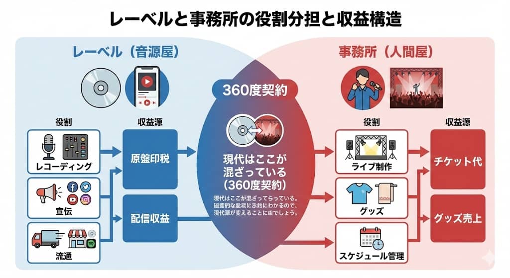 レーベルと事務所の役割分担と収益構造