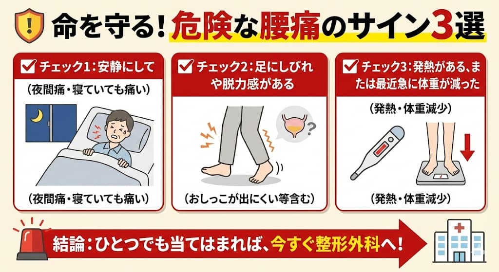 危険な腰痛（レッドフラッグ）チェックリスト