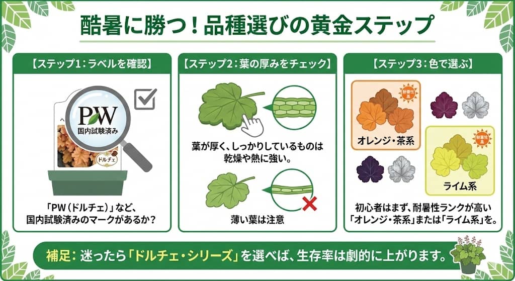 失敗しないヒューケラ品種選びの3ステップ