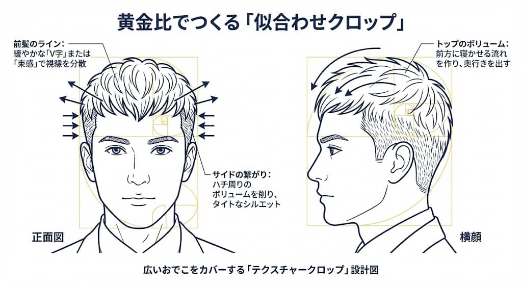 広いおでこをカバーする「テクスチャークロップ」設計図