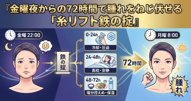 金曜夜からの72時間で腫れをねじ伏せる「糸リフト鉄の掟」