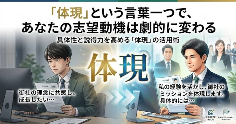 「体現」という言葉一つで、あなたの志望動機は劇的に変わる