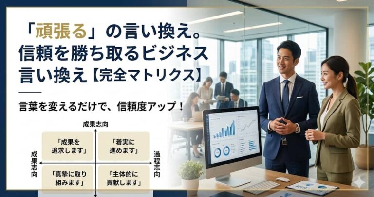 「頑張る」の言い換え。信頼を勝ち取るビジネス言い換え【完全マトリクス】