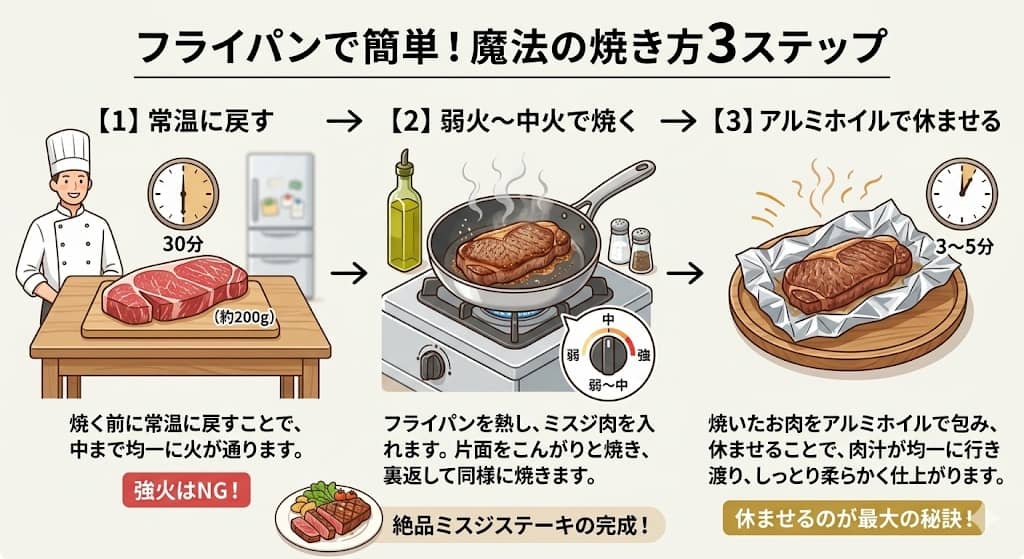 ミスジの魔法の焼き方3ステップ