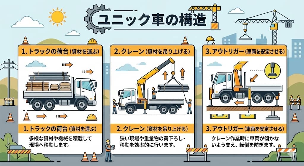 ユニック車の構造とクレーンの役割