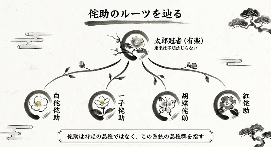 侘助の品種群と太郎冠者の関係性