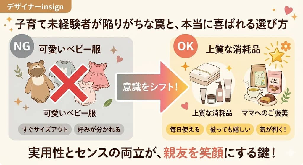 出産祝い選びのパラダイムシフト図解