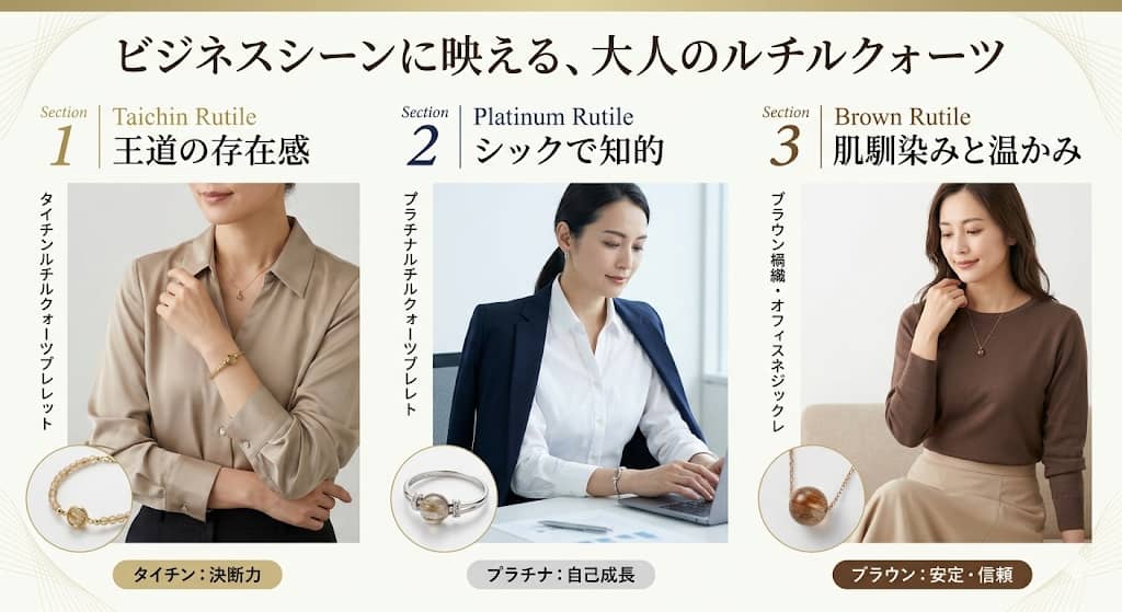 大人の女性向けルチルクォーツ3選の着用イメージ