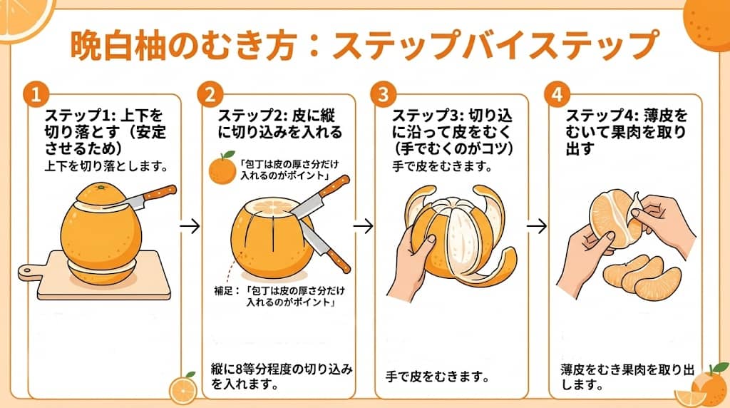 晩白柚のむき方手順