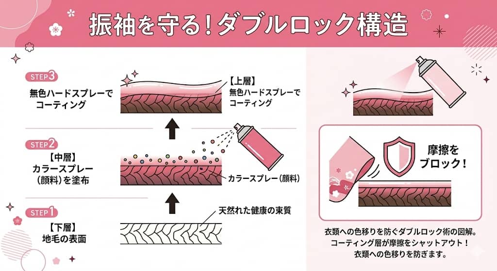 色移りを防ぐ「サンドイッチ構造」の図解