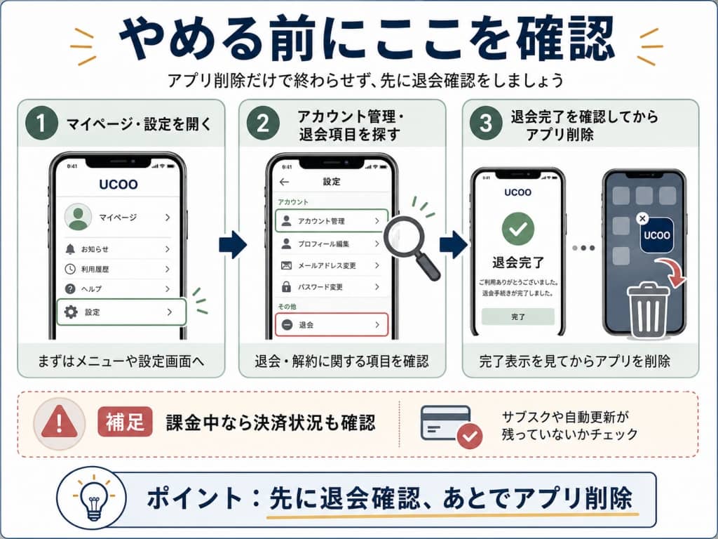 UCOOをやめる時の基本手順