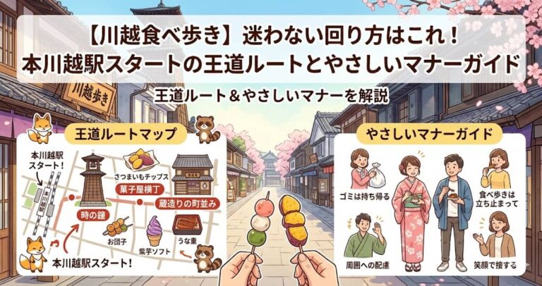 【川越食べ歩き】迷わない回り方はこれ！本川越駅スタートの王道ルートとやさしいマナーガイド