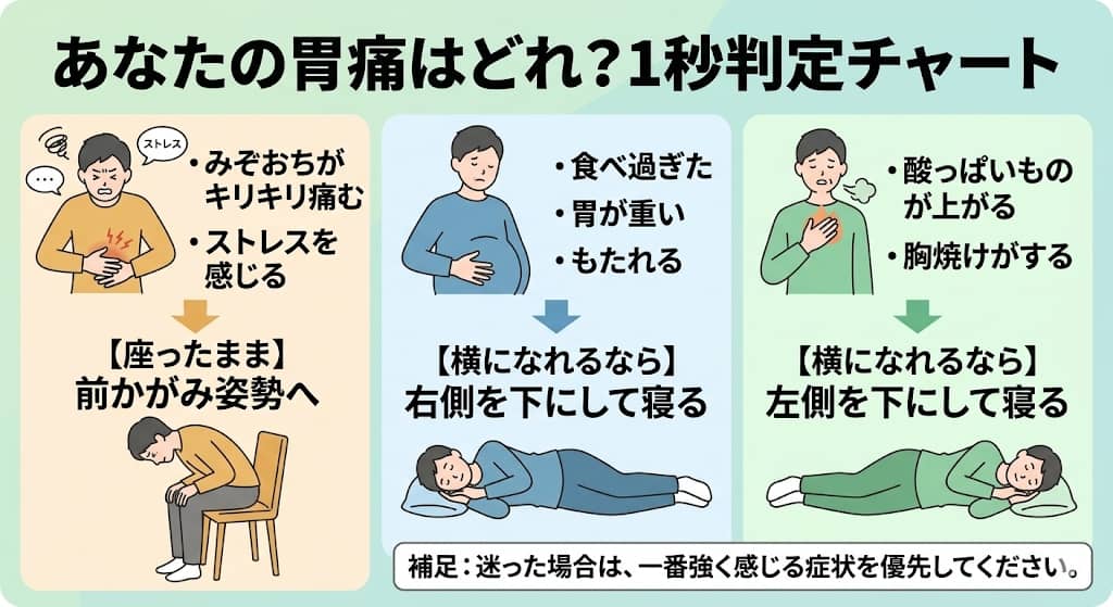 あなたの胃痛はどれ？1秒判定チャート