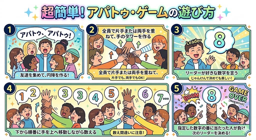 アパトゥ・ゲームの遊び方ステップ図解