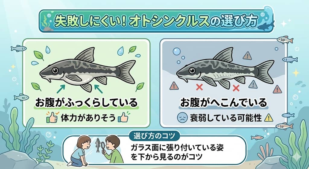 オトシンクルスの良い個体・避けたい個体の見分け方