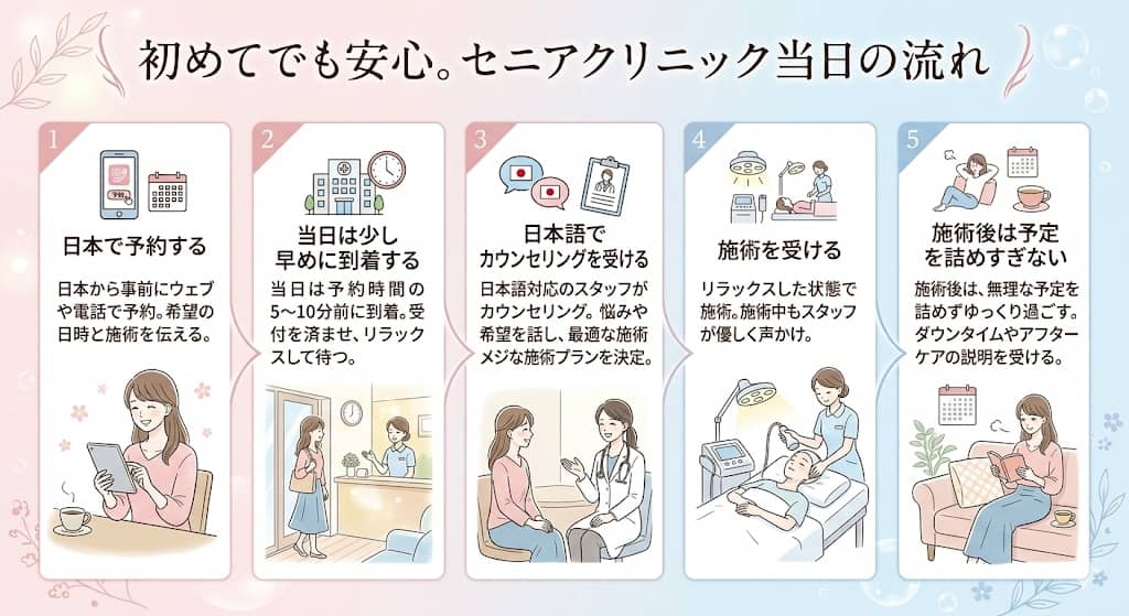 セニアクリニック予約から当日までの流れ
