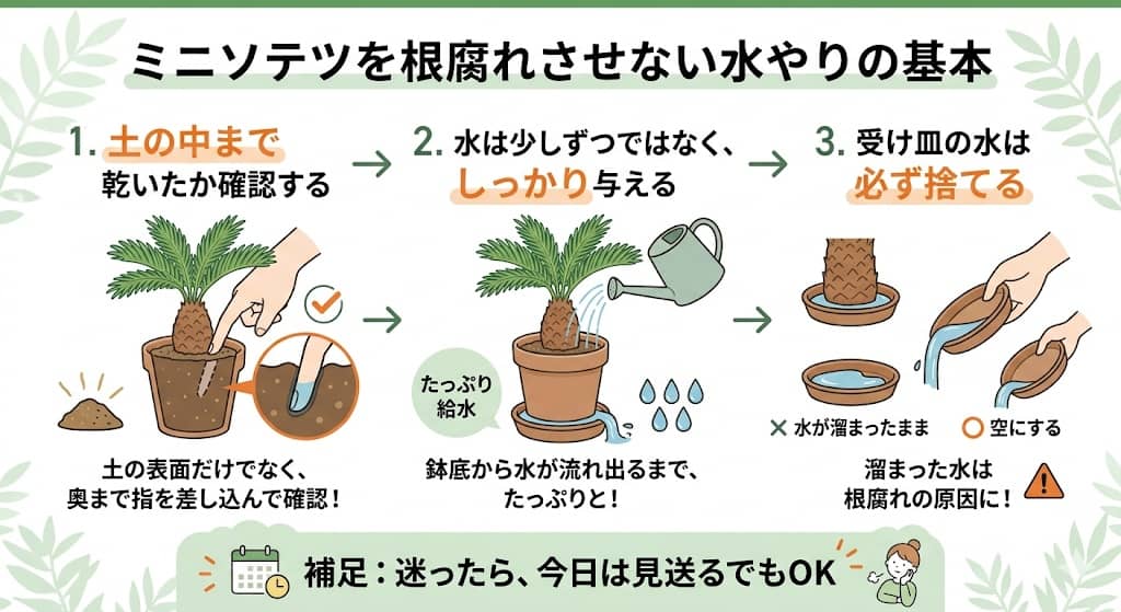 ミニソテツの水やり3ステップ