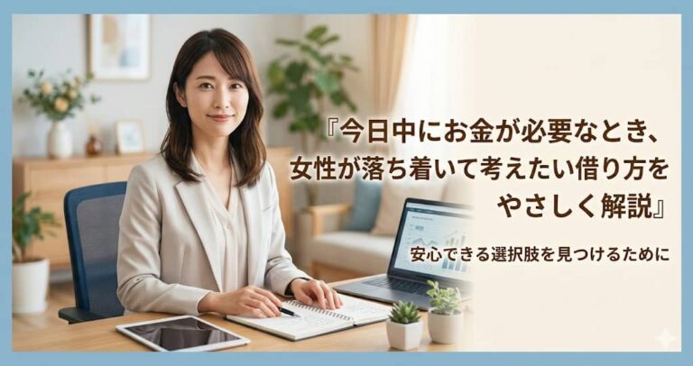 今日中にお金が必要なとき、女性が落ち着いて考えたい借り方をやさしく解説