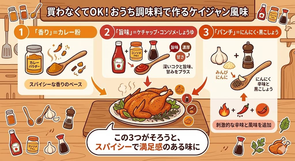 家にある調味料で作るケイジャン風味の仕組み