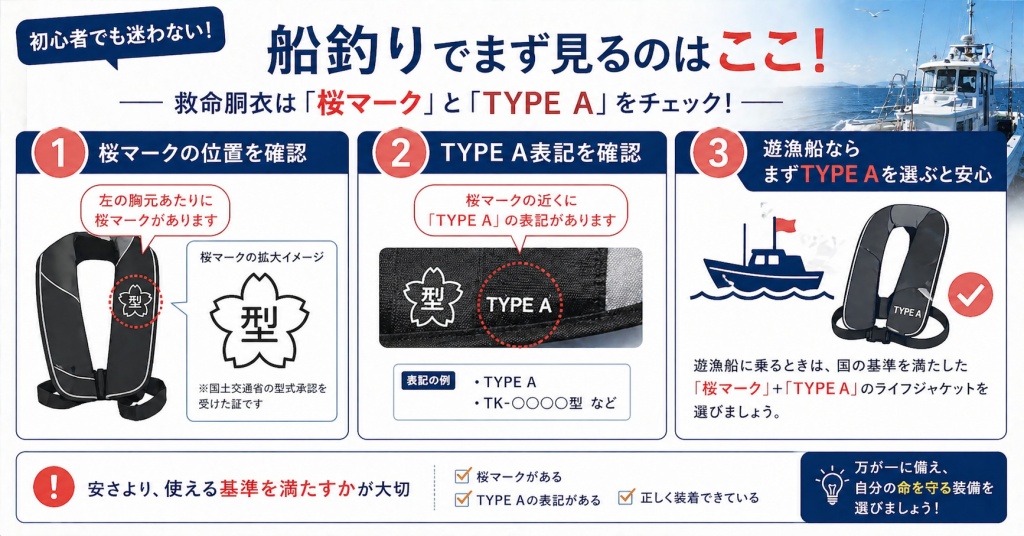 桜マークとTYPE Aの見分け方図解
